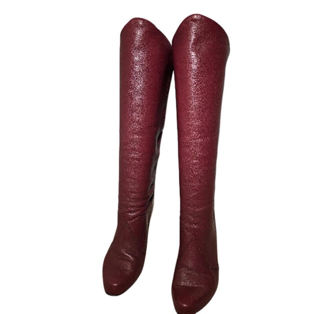 Vintage 60s/70s Leather Burgundy Knee Boots 7M